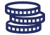 Pictogramme bleu foncé illustrant des pièces de monnaie empilées les unes sur les autres.