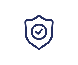 Pictogramme bleu foncé représentant le symbole de la sécurité.